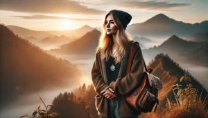 Mujer reflexionando antes de un viaje con propósito