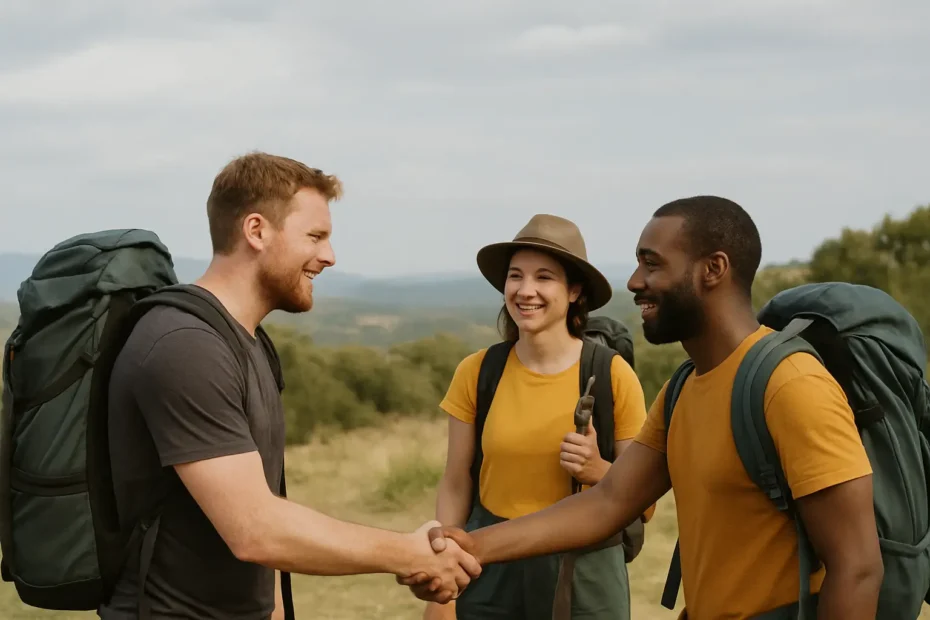Peregrinos haciendo amigos en el Camino de Santiago