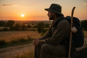 peregrino reflexionando tras el Camino de Santiago