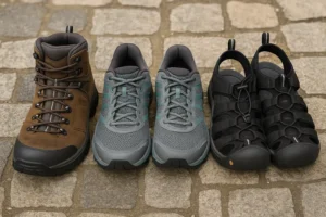 Diferentes tipos de calzado para peregrinos en el Camino de Santiago