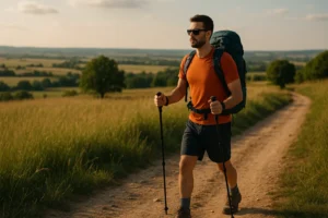 Peregrino entrenando al aire libre para el Camino de Santiago