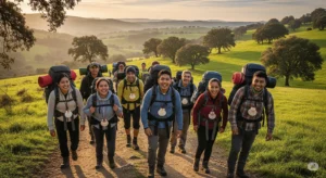 Peregrinos mexicanos comenzando su viaje rumbo al Camino de Santiago Se quiser outra opção ou estilo, é só pedir!